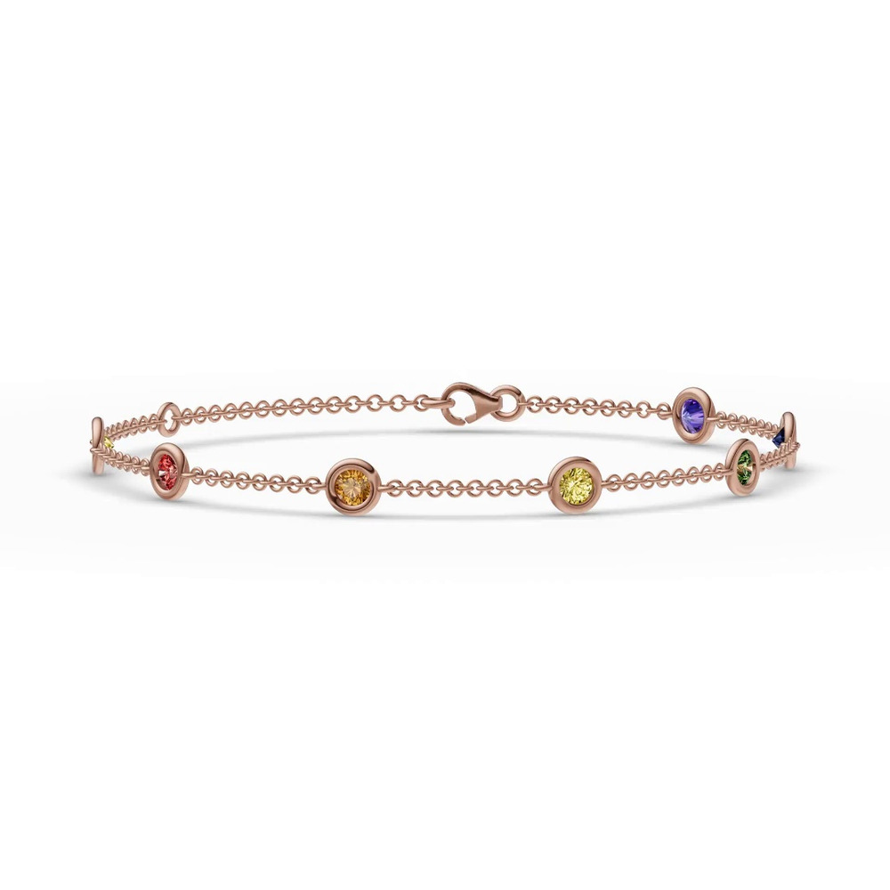 360 degree view of Rainbow Sapphire Bezel Station Bracelet (1.00 ct. tw.)