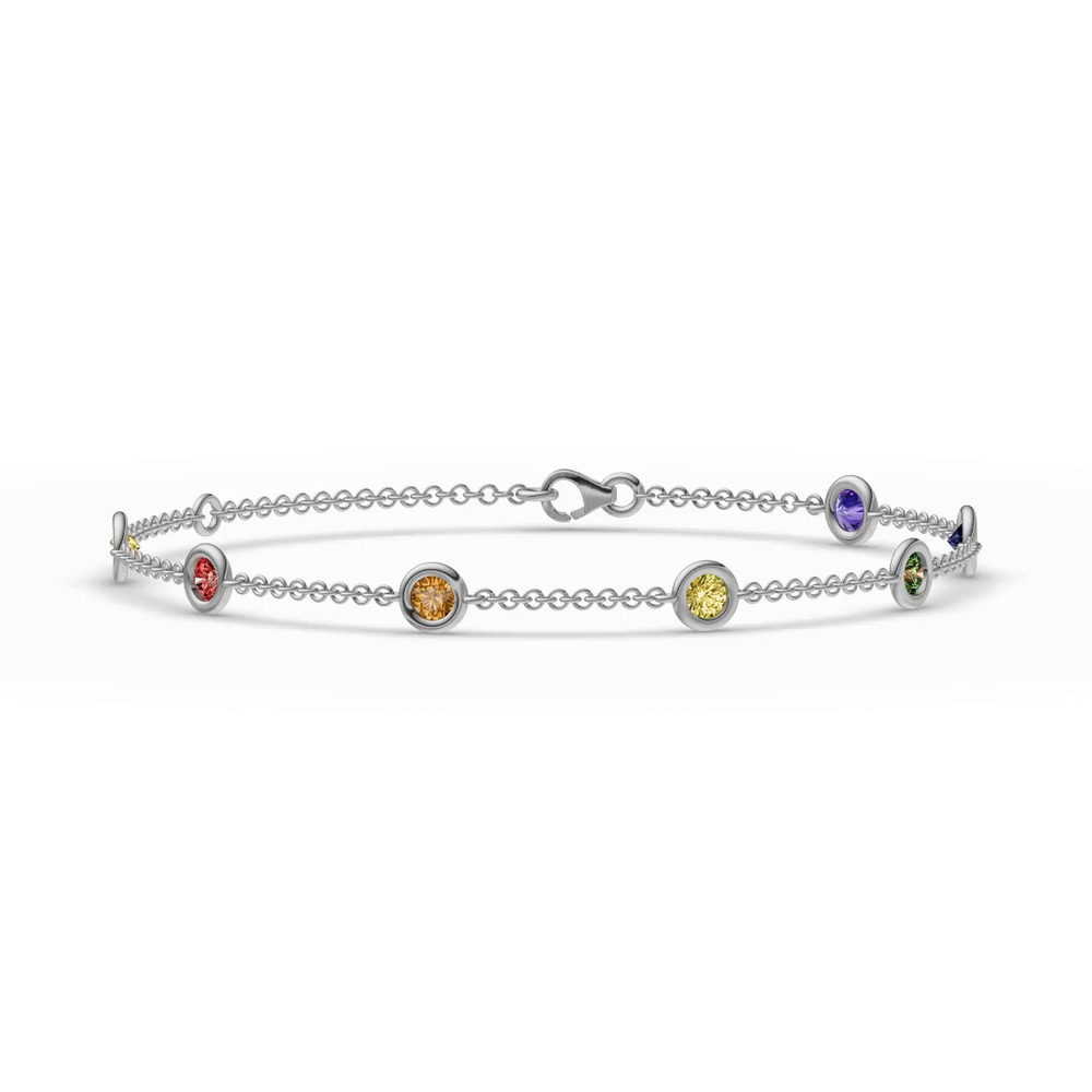 360 degree view of Rainbow Sapphire Bezel Station Bracelet (1.00 ct. tw.)