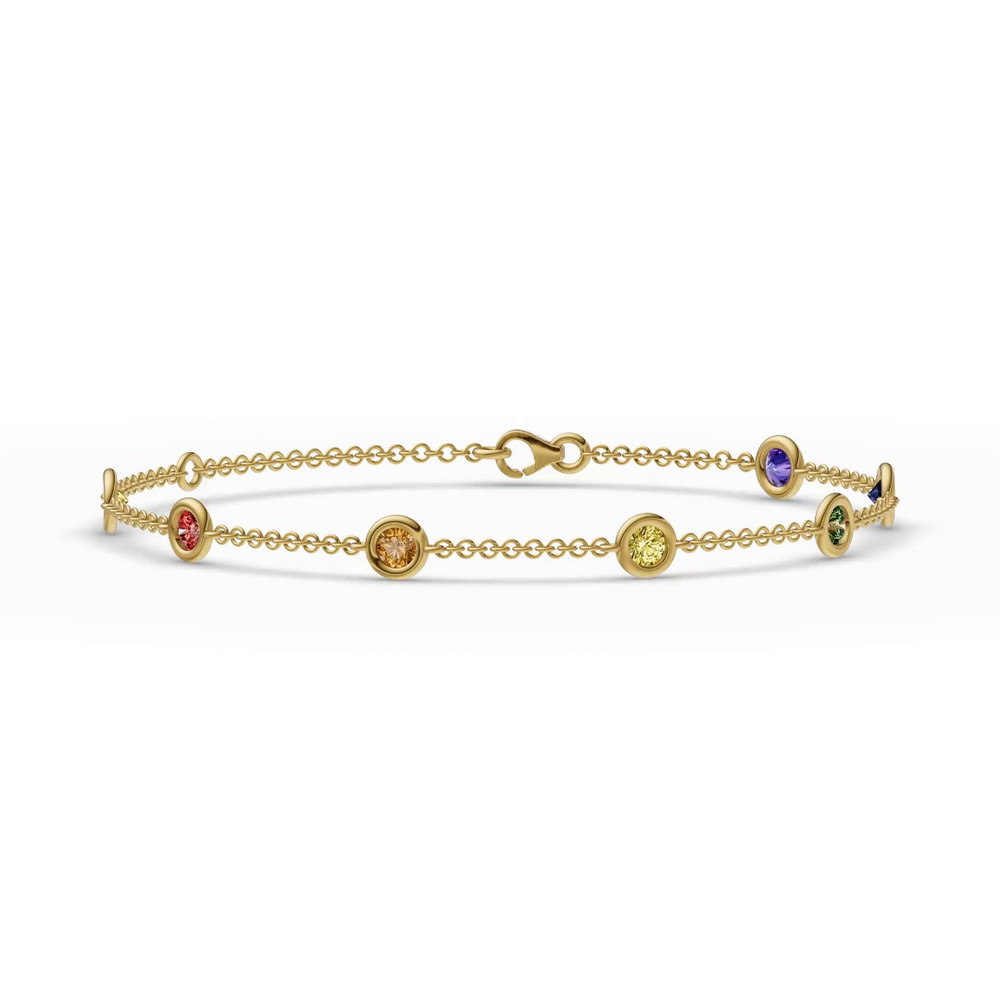 360 degree view of Rainbow Sapphire Bezel Station Vermeil Bracelet (1.00 ct. tw.)
