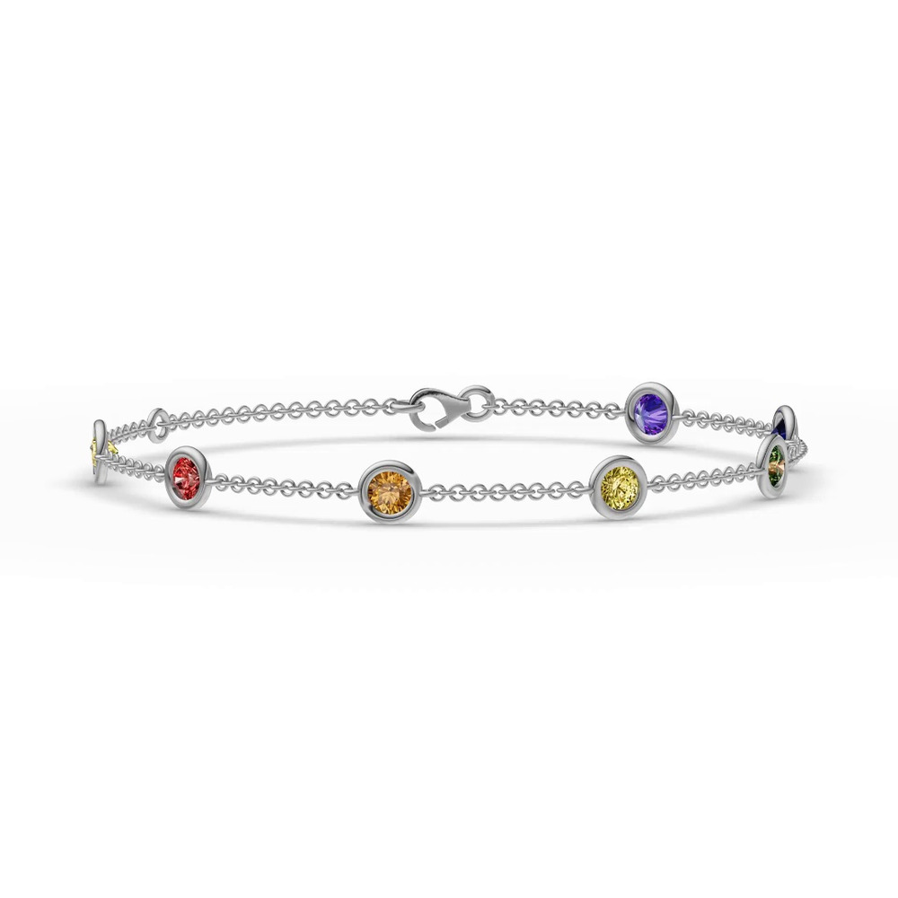 360 degree view of Rainbow Sapphire Bezel Station Bracelet (1.50 ct. tw.)
