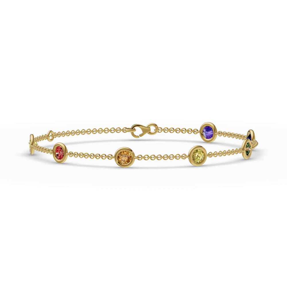 360 degree view of Rainbow Sapphire Bezel Station Bracelet (1.50 ct. tw.)