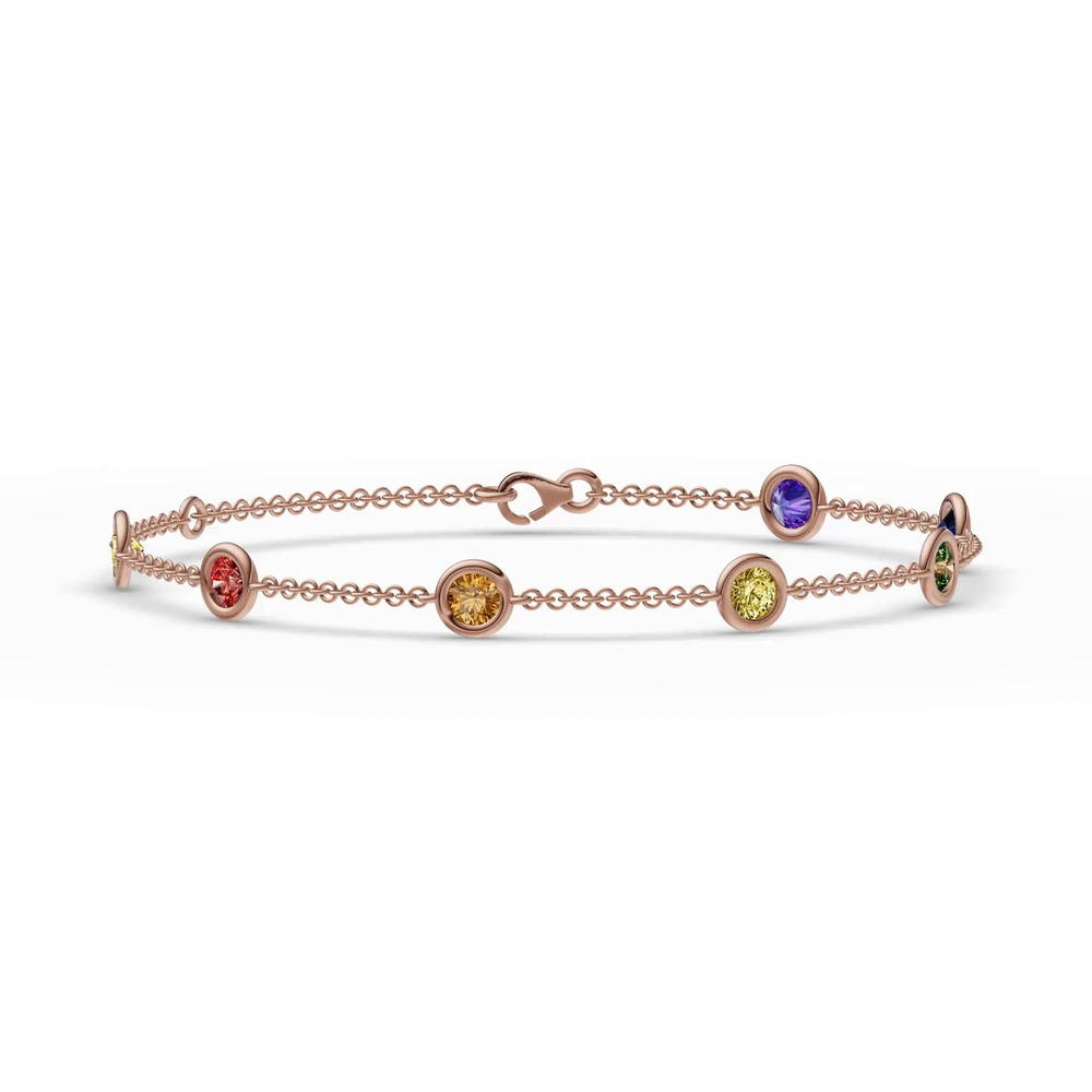 360 degree view of Rainbow Sapphire Bezel Station Vermeil Bracelet (1.50 ct. tw.)
