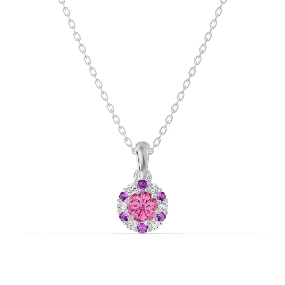 360 degree view of Velvet Amethyst Halo Necklace