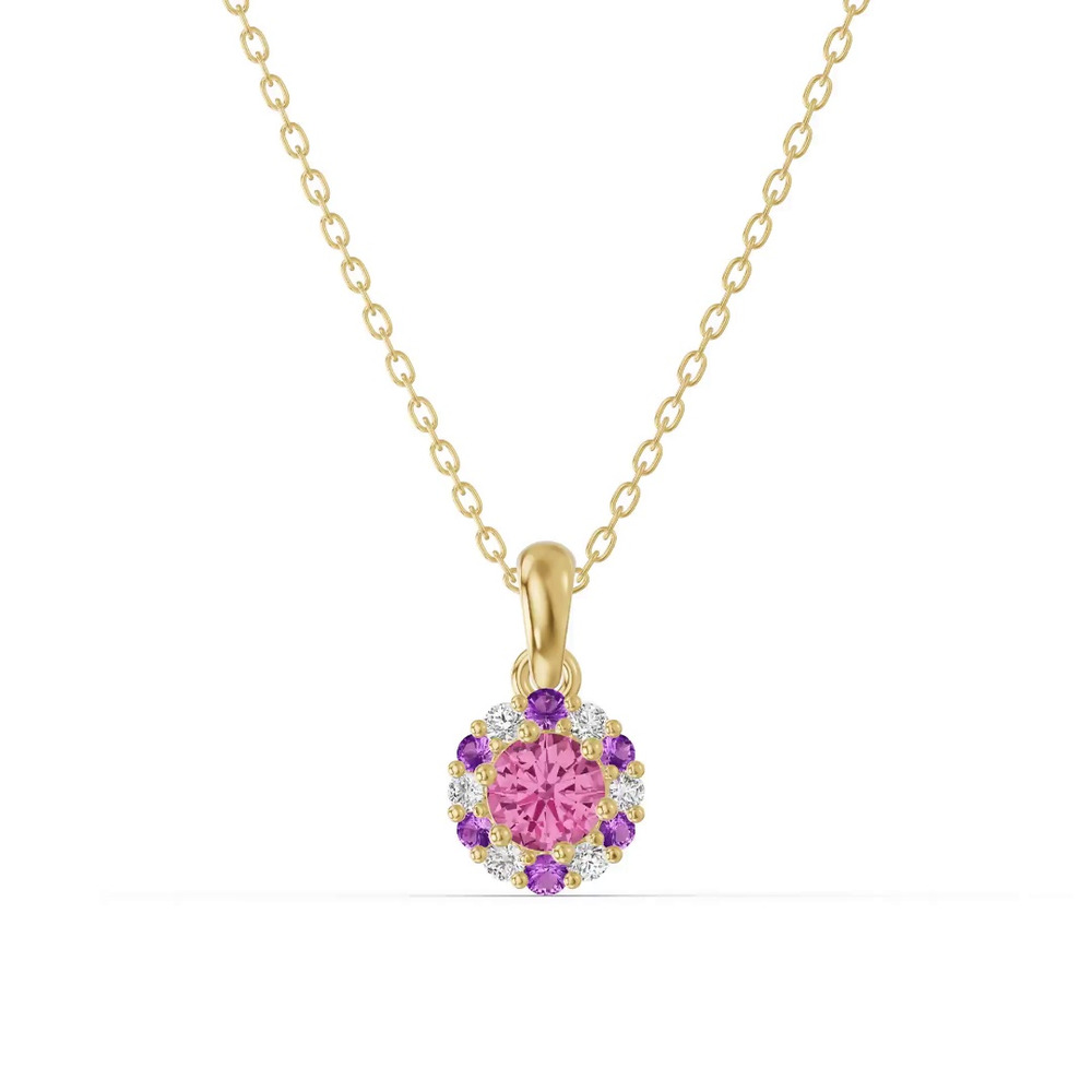 360 degree view of Velvet Amethyst Halo Necklace