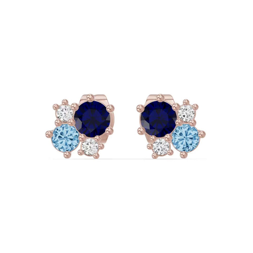 360 degree view of Midnight Frost Sapphire Stud Earrings
