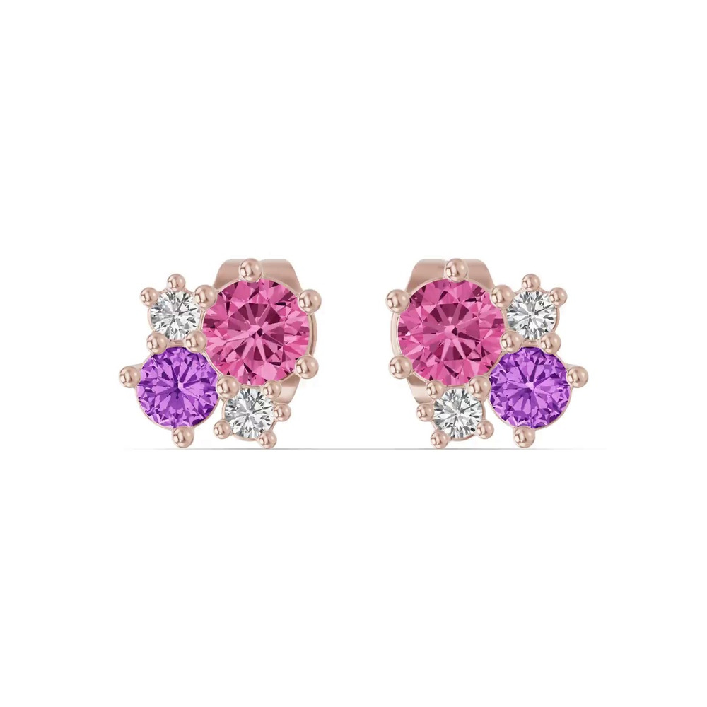 360 degree view of Velvet Amethyst Stud Earrings