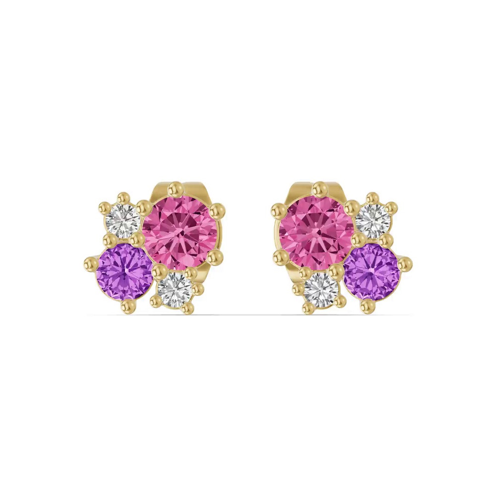 360 degree view of Velvet Amethyst Lab Stud Earrings