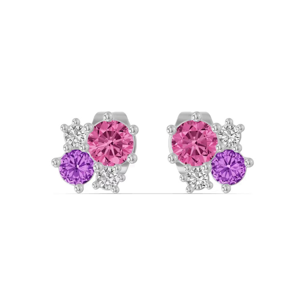 360 degree view of Velvet Amethyst Silver Lab Stud Earrings