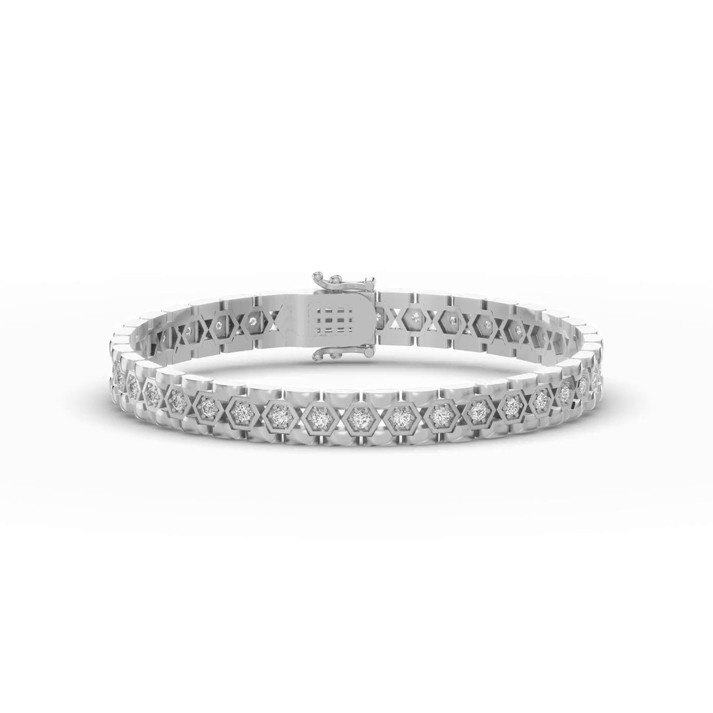360 degree view of Hexagon Link Lab Diamond Bracelet (8.5")