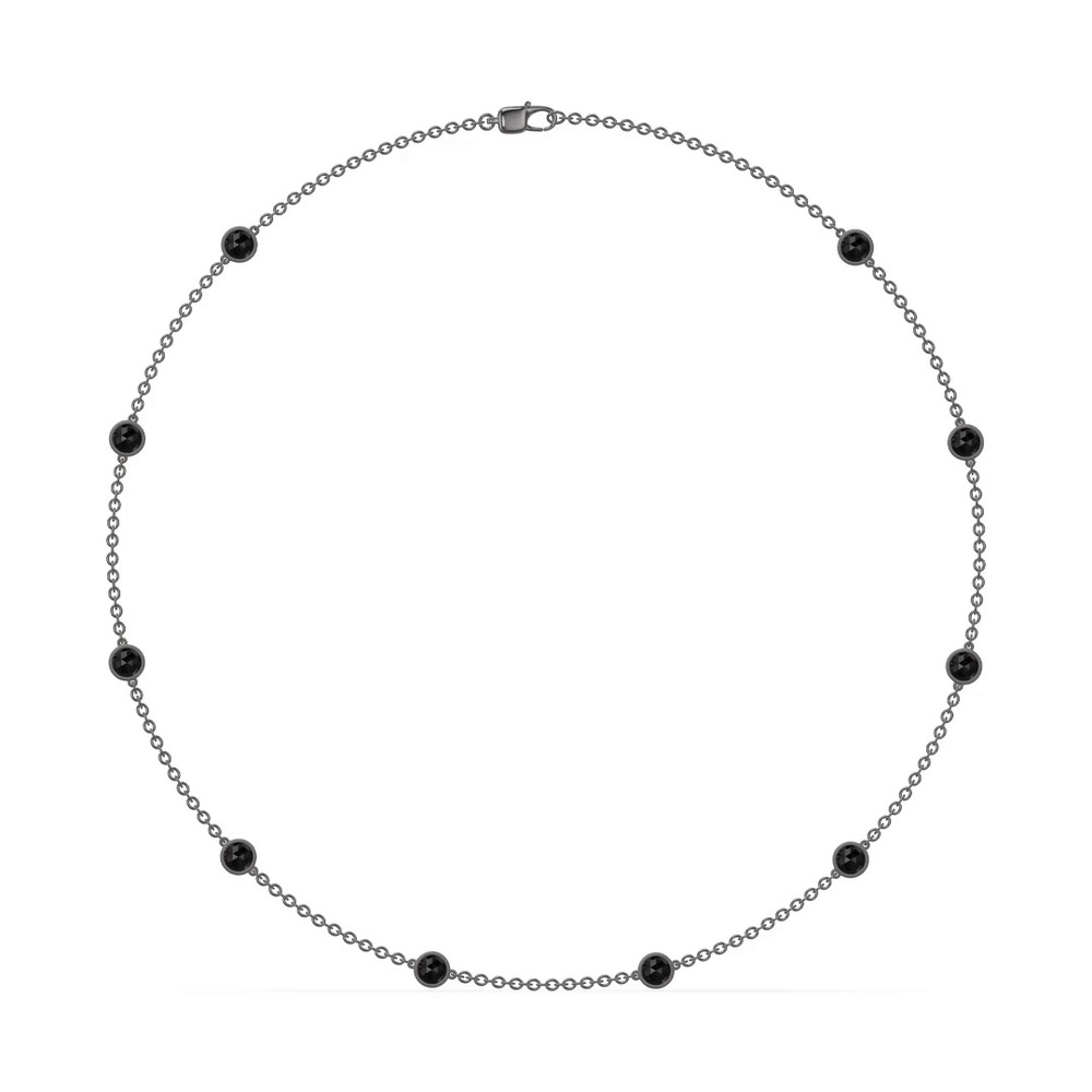 360 degree view of Black Spinel Station Necklace (22")