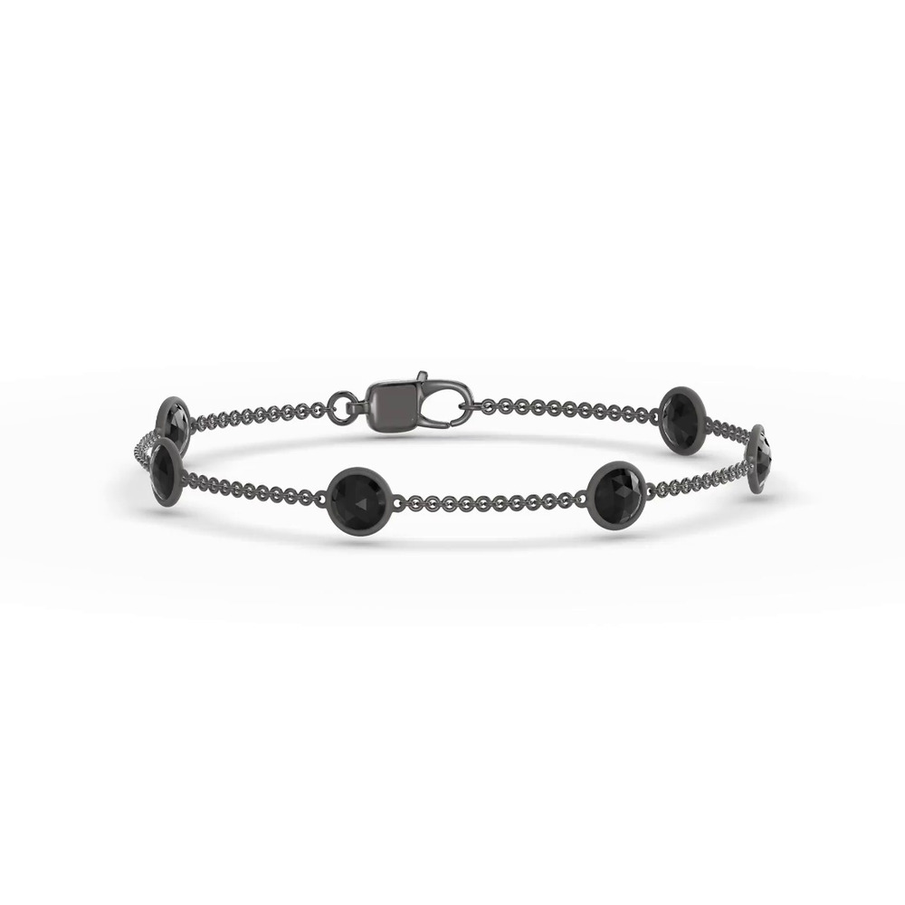 360 degree view of Black Spinel Station Bracelet (8")