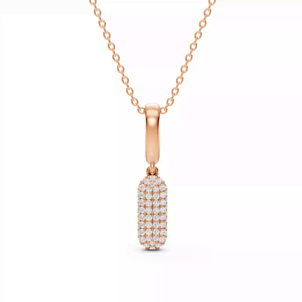 360 degree view of Bubble Pavé Diamond Initial Necklace - I