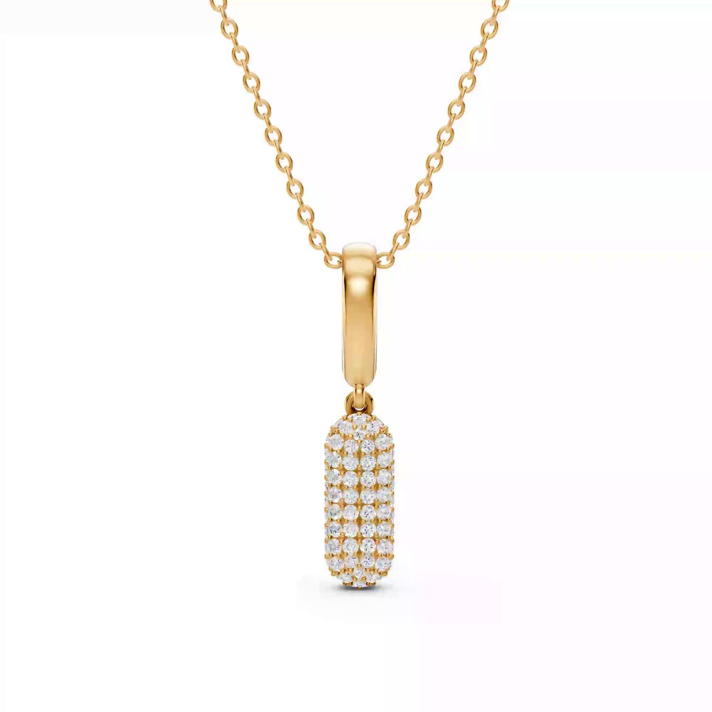 360 degree view of Bubble Pavé Lab Diamond Initial Necklace - I