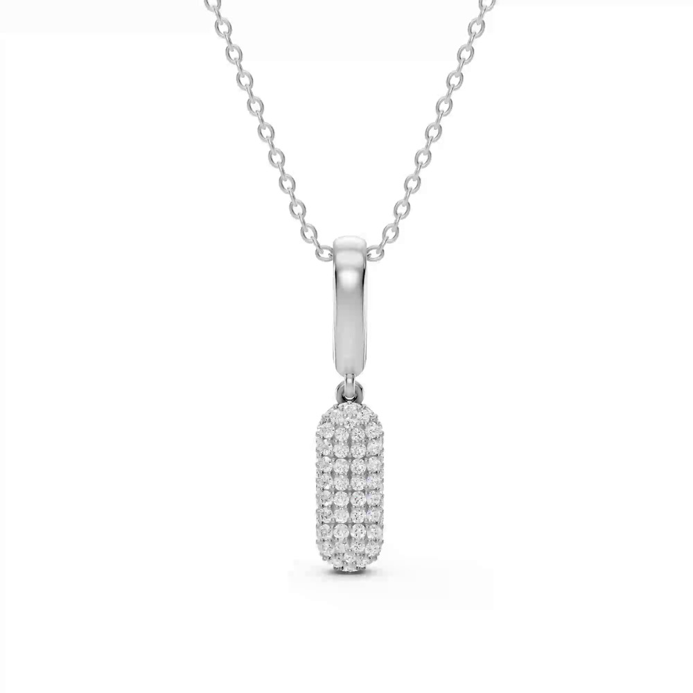 360 degree view of Bubble Pavé Lab Diamond Initial Silver Necklace - I