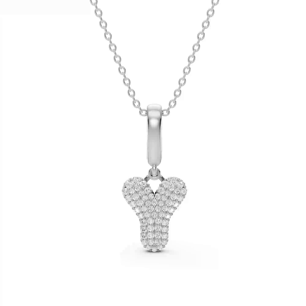 360 degree view of Bubble Pavé Lab Diamond Initial Necklace - Y