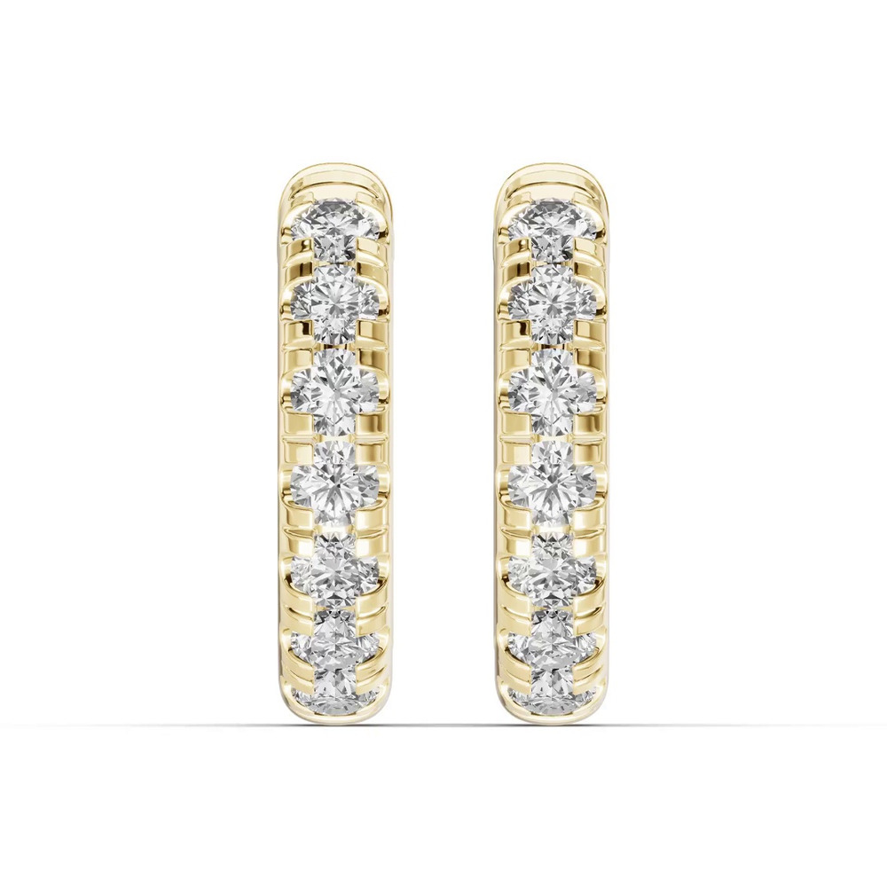 360 degree view of Diamond Hoop Earrings (12mm)