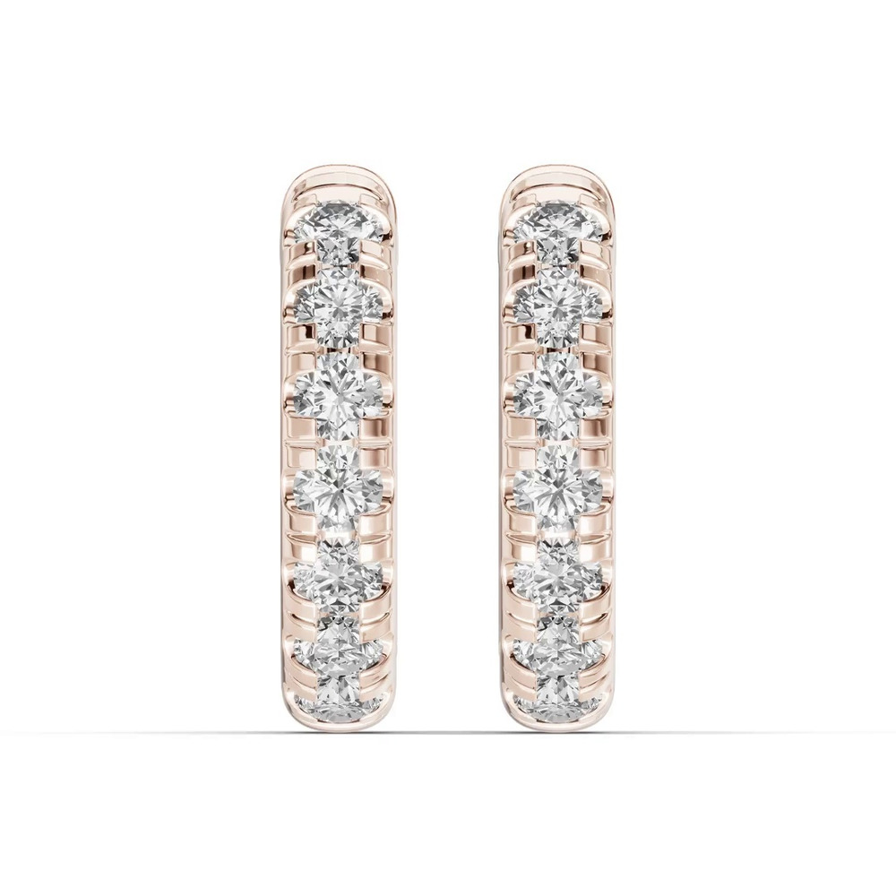 360 degree view of Lab Diamond Hoop Earrings (12mm)