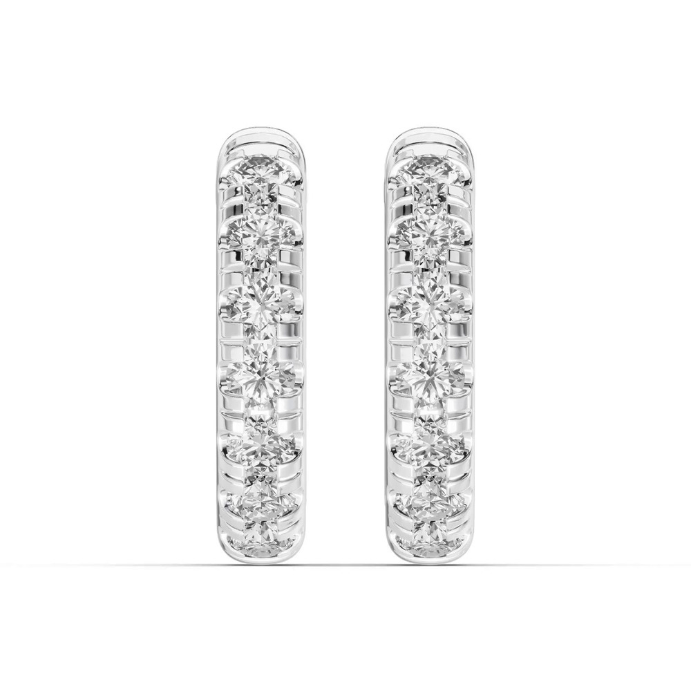 360 degree view of Lab Diamond Hoop Earrings (12mm)