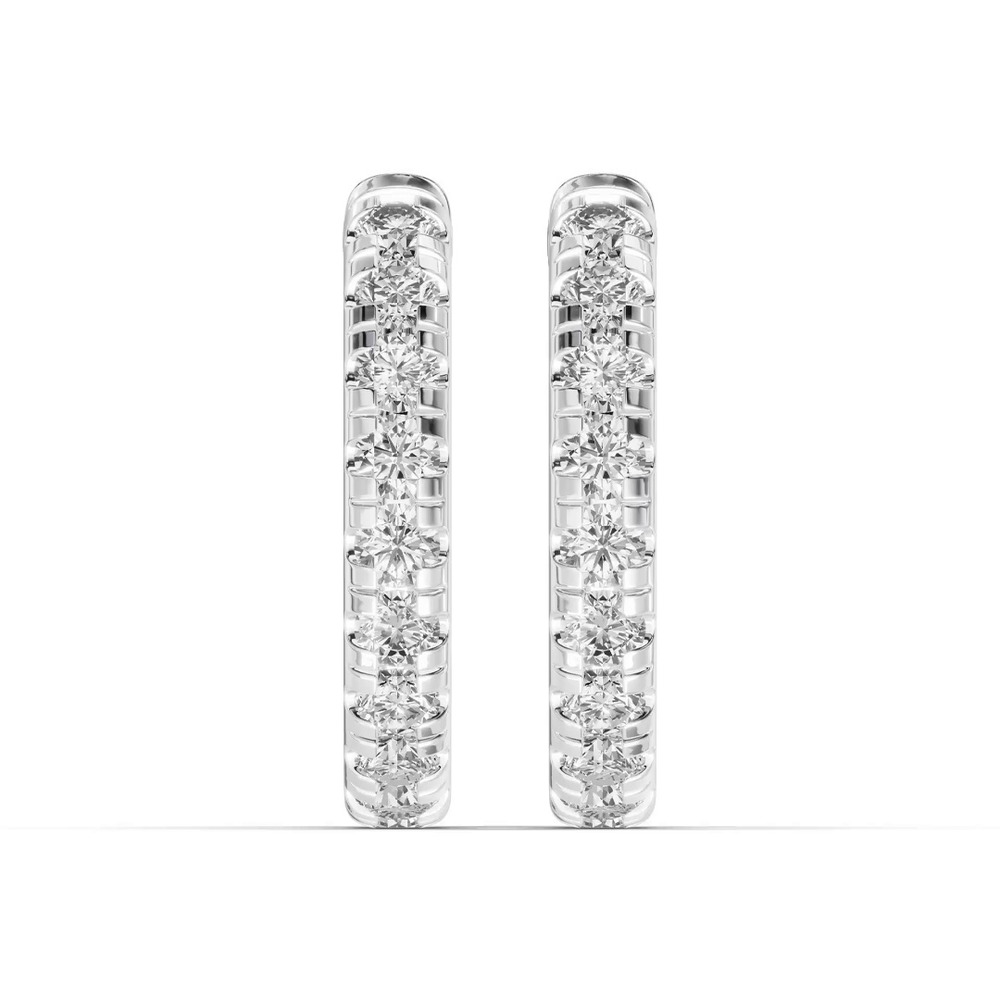 360 degree view of Diamond Hoop Earrings (15mm)