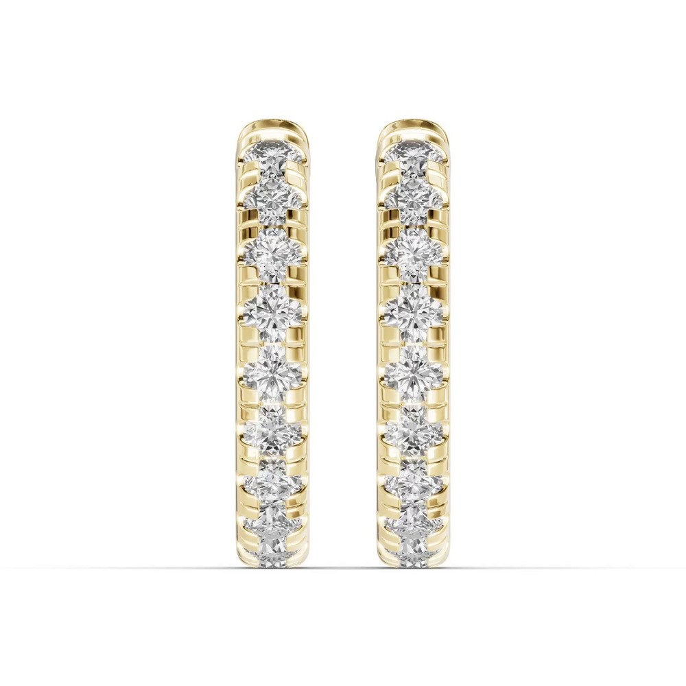 360 degree view of Diamond Hoop Earrings (15mm)