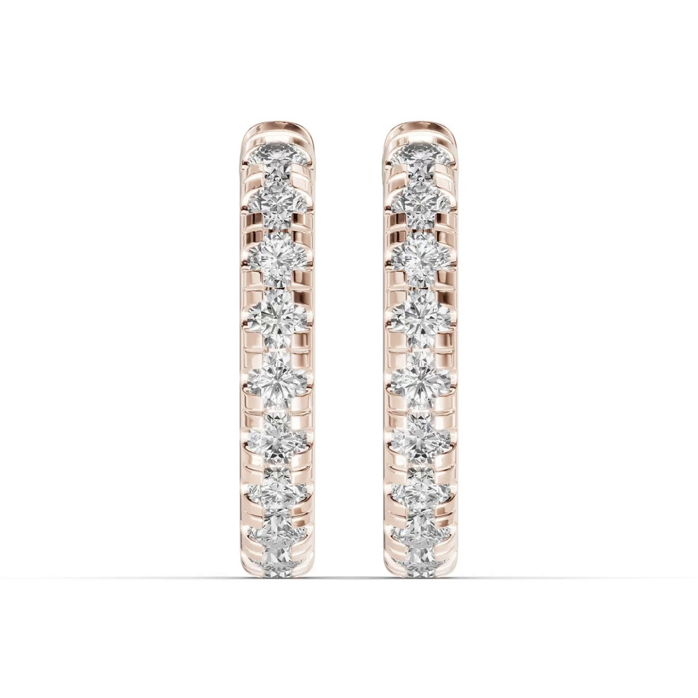 360 degree view of Lab Diamond Hoop Earrings (15mm)