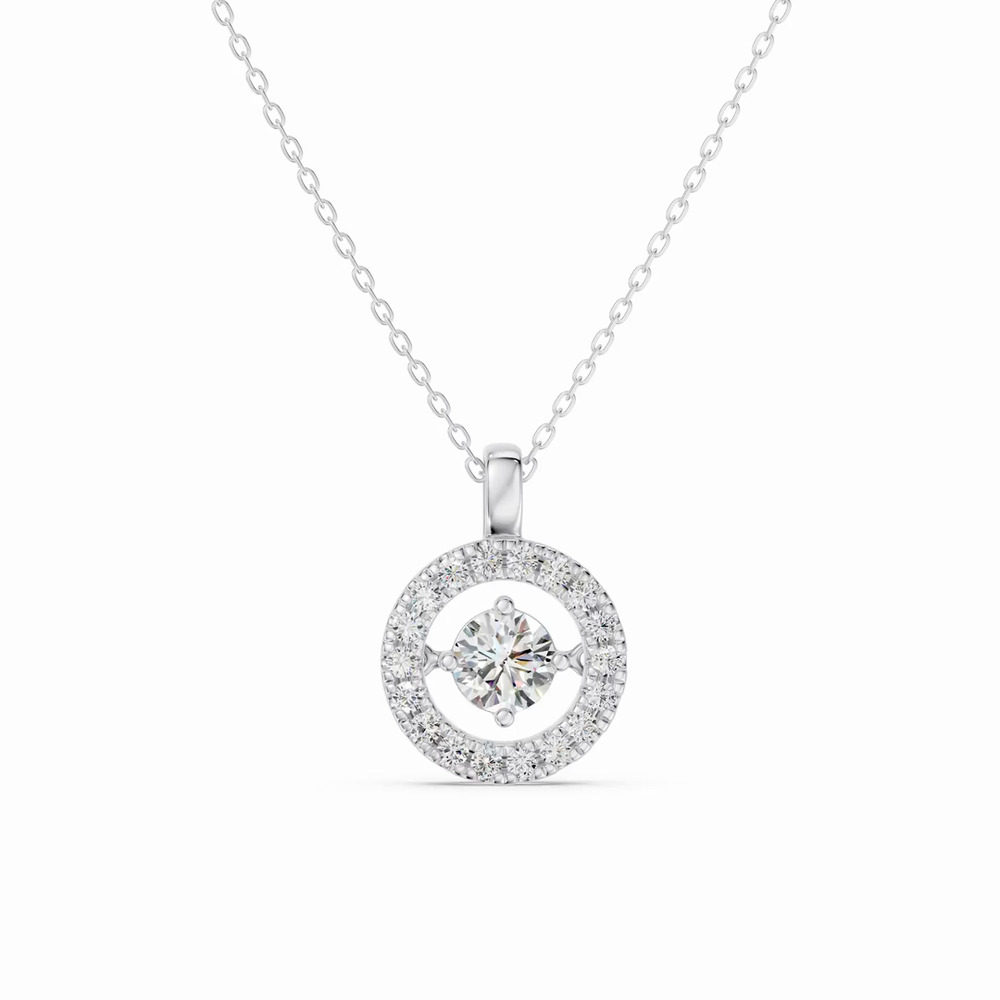 360 degree view of Evermotion Round Halo Lab Diamond Pendant (0.75 ct. tw.)