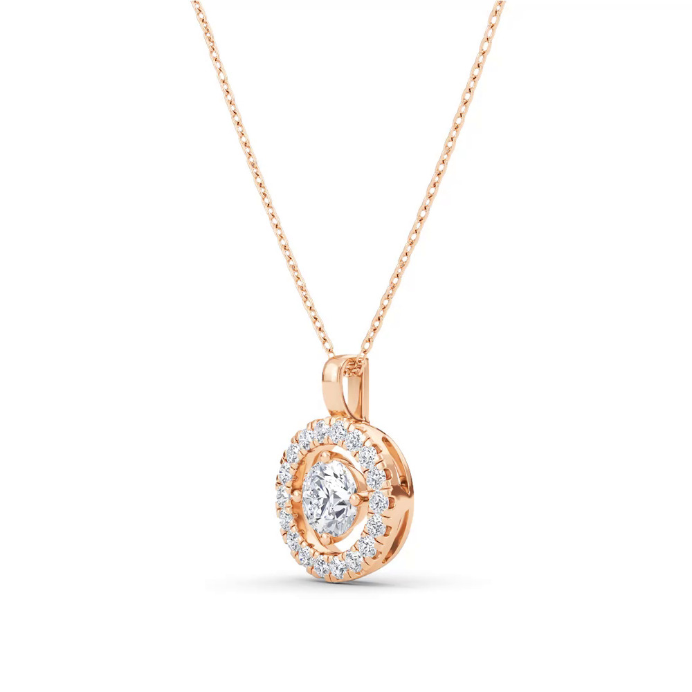 360 degree view of Evermotion Round Halo Lab Diamond Pendant (0.75 ct. tw.)