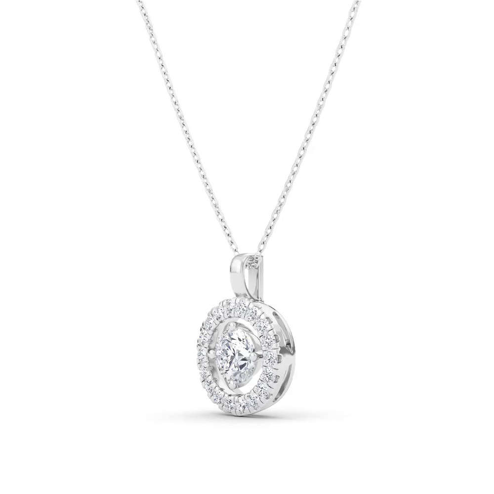 360 degree view of Evermotion Round Halo Lab Diamond Pendant (0.75 ct. tw.)
