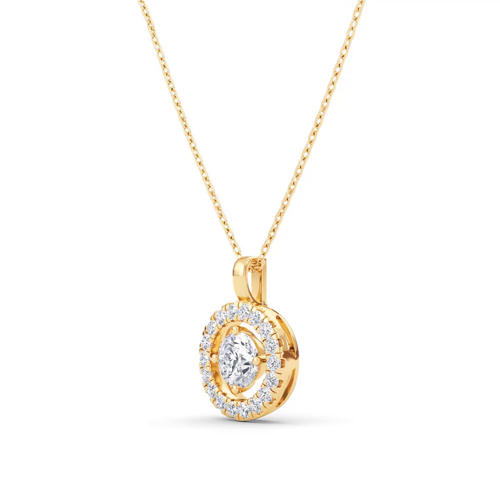 360 degree view of Evermotion Round Halo Lab Diamond Pendant (0.75 ct. tw.)