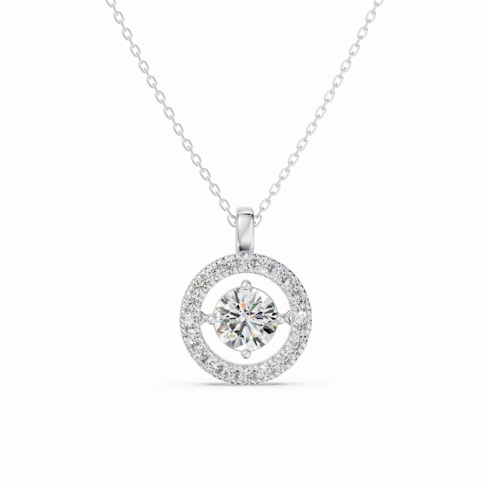 360 degree view of Evermotion Round Halo Lab Diamond Pendant (1.25 ct. tw.)