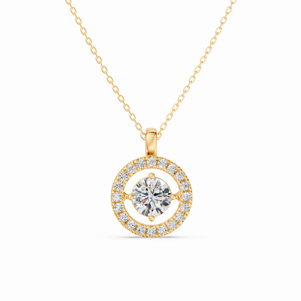 360 degree view of Evermotion Round Halo Lab Diamond Pendant (1.25 ct. tw.)