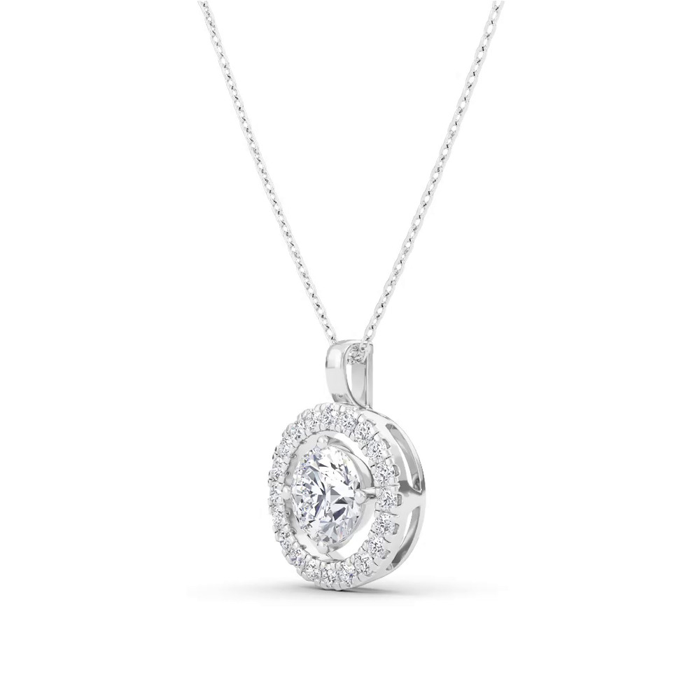 360 degree view of Evermotion Round Halo Lab Diamond Pendant (1.25 ct. tw.)