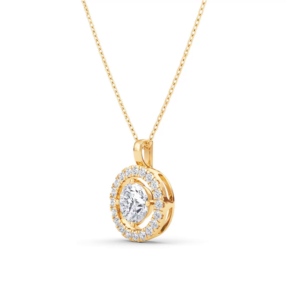 360 degree view of Evermotion Round Halo Lab Diamond Pendant (1.25 ct. tw.)