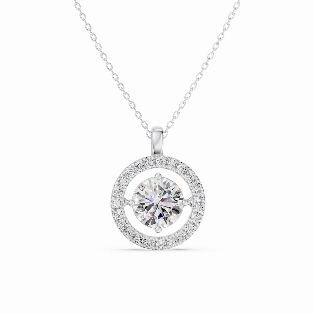 360 degree view of Evermotion Round Halo Lab Diamond Pendant (2.30 ct. tw.)