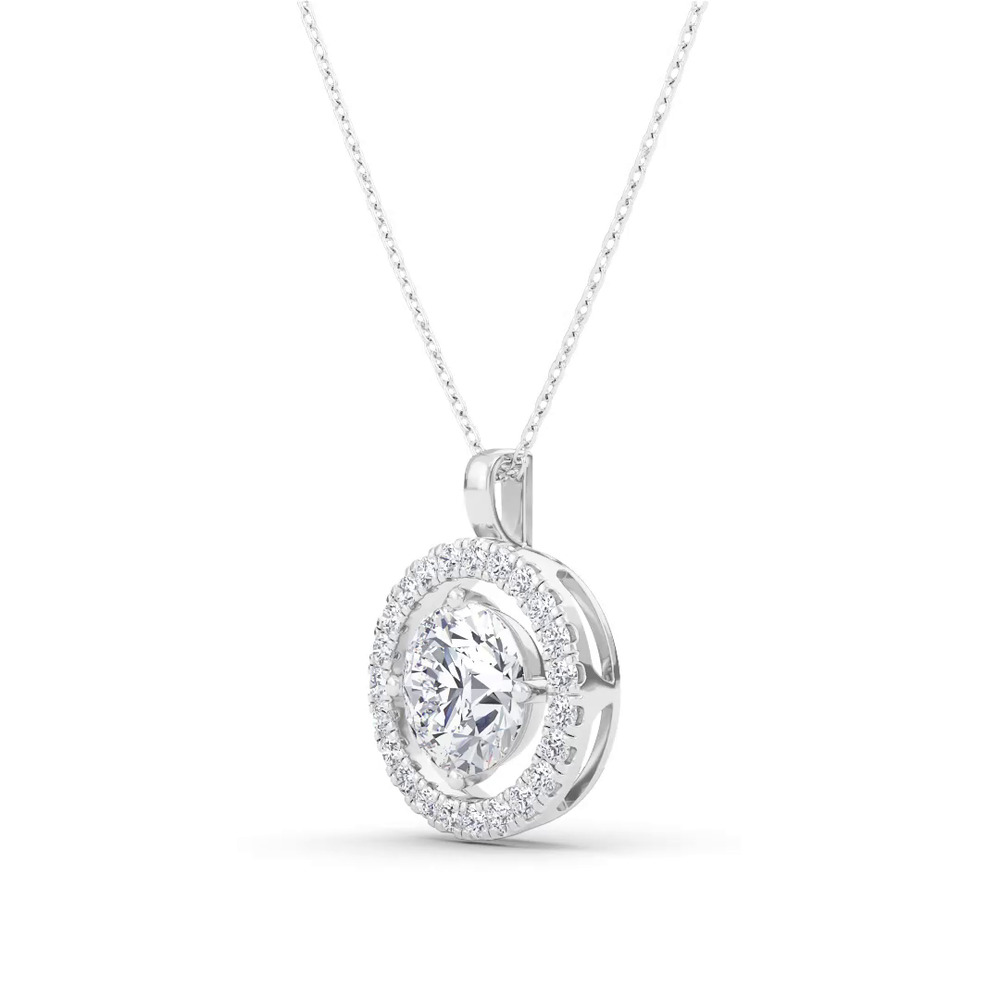 360 degree view of Evermotion Round Halo Lab Diamond Pendant (2.30 ct. tw.)
