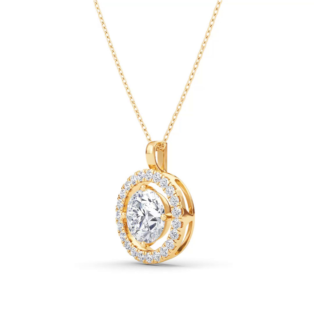 360 degree view of Evermotion Round Halo Lab Diamond Pendant (2.30 ct. tw.)