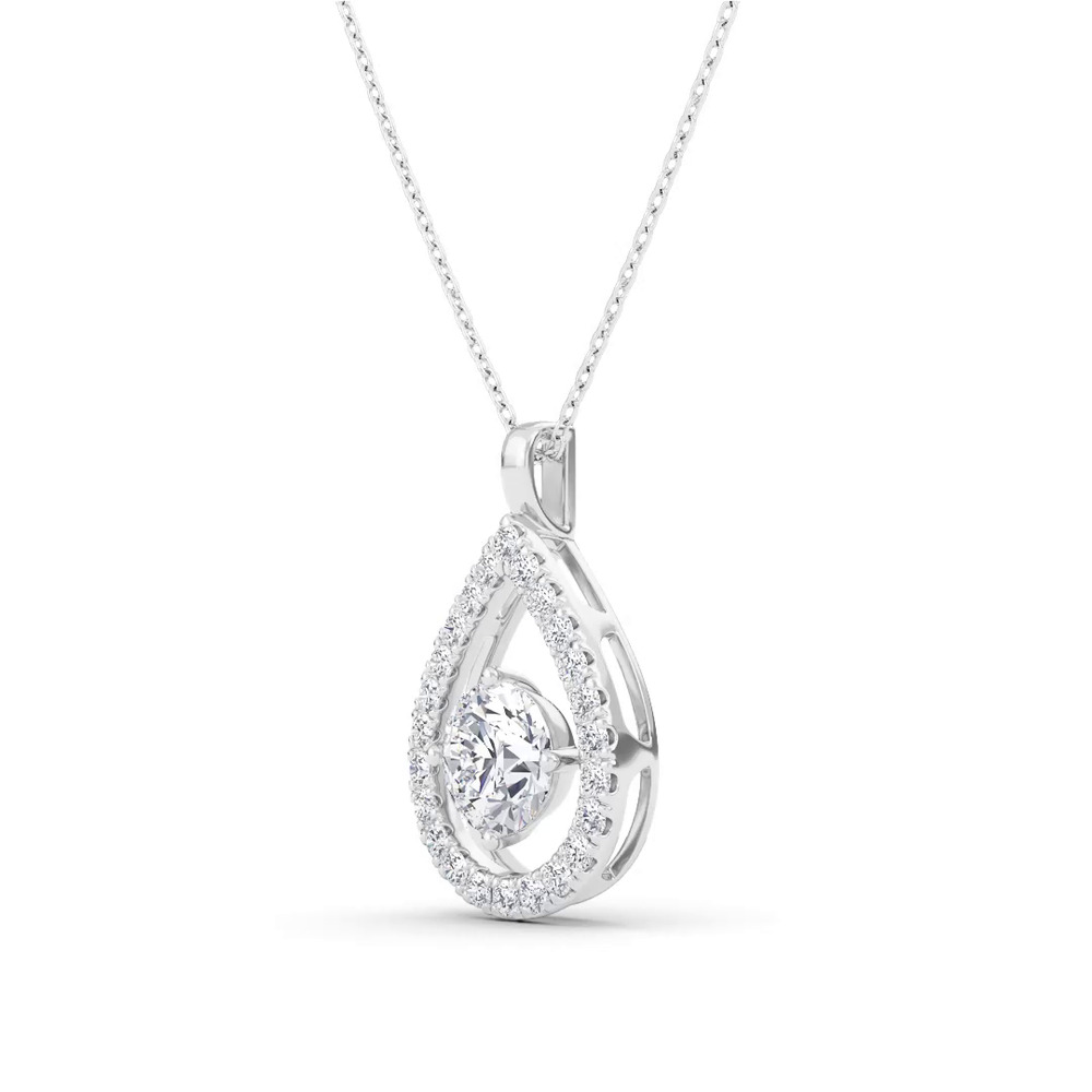 360 degree view of Evermotion Teardrop Halo Lab Diamond Pendant (1.30 ct. tw.)