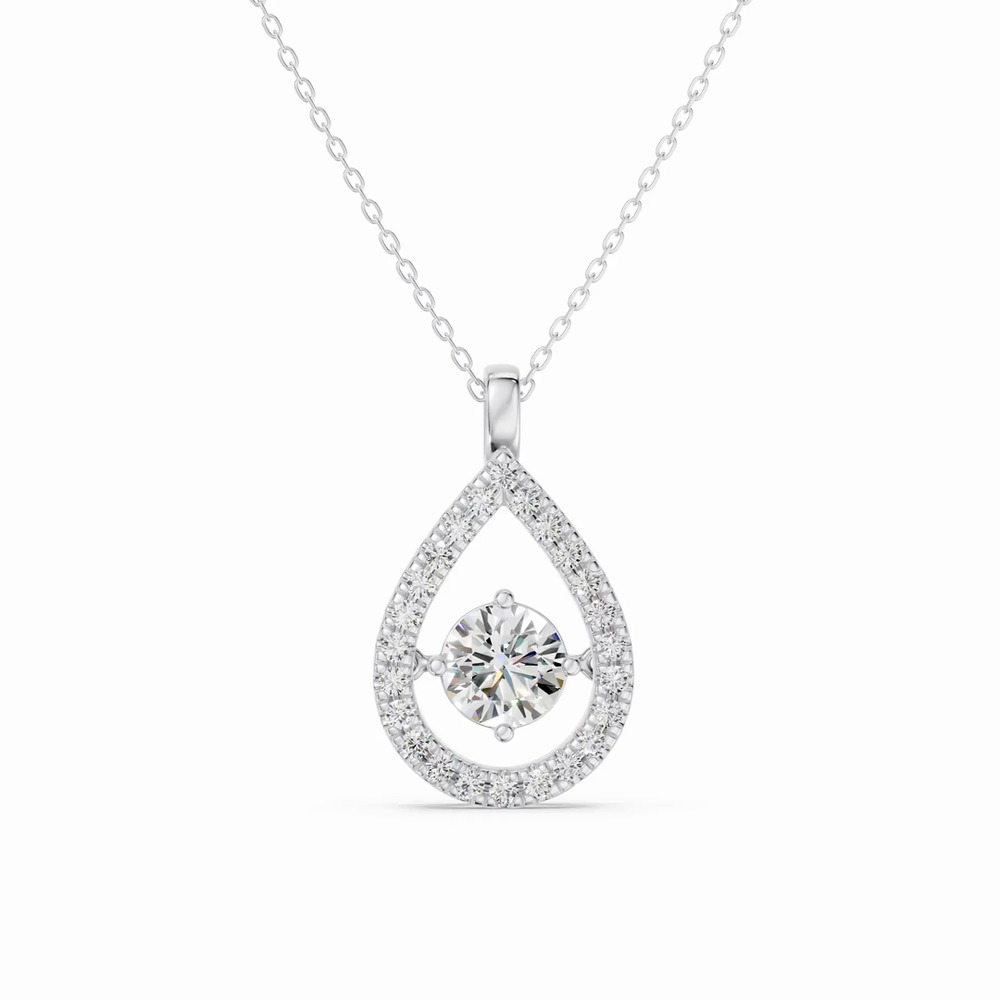 360 degree view of Evermotion Teardrop Halo Lab Diamond Pendant (1.30 ct. tw.)