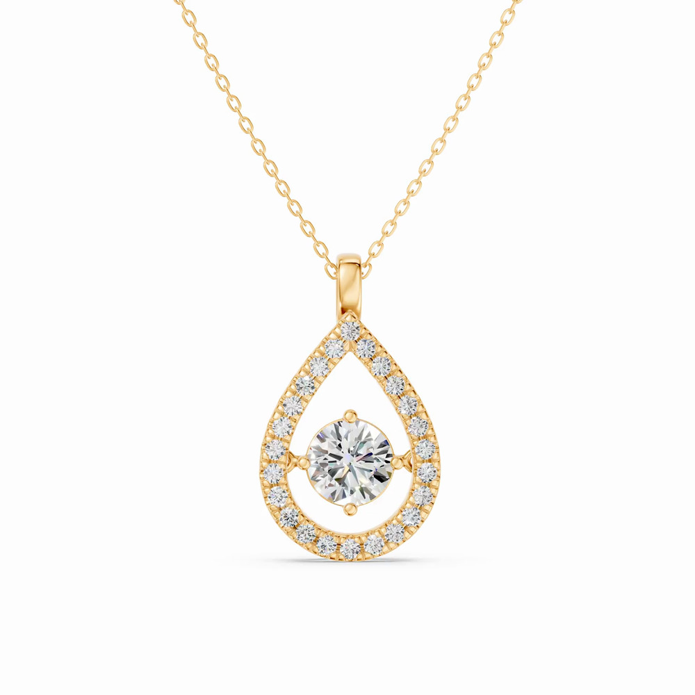 360 degree view of Evermotion Teardrop Halo Lab Diamond Pendant (1.30 ct. tw.)