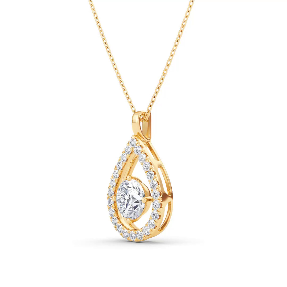 360 degree view of Evermotion Teardrop Halo Lab Diamond Pendant (1.30 ct. tw.)