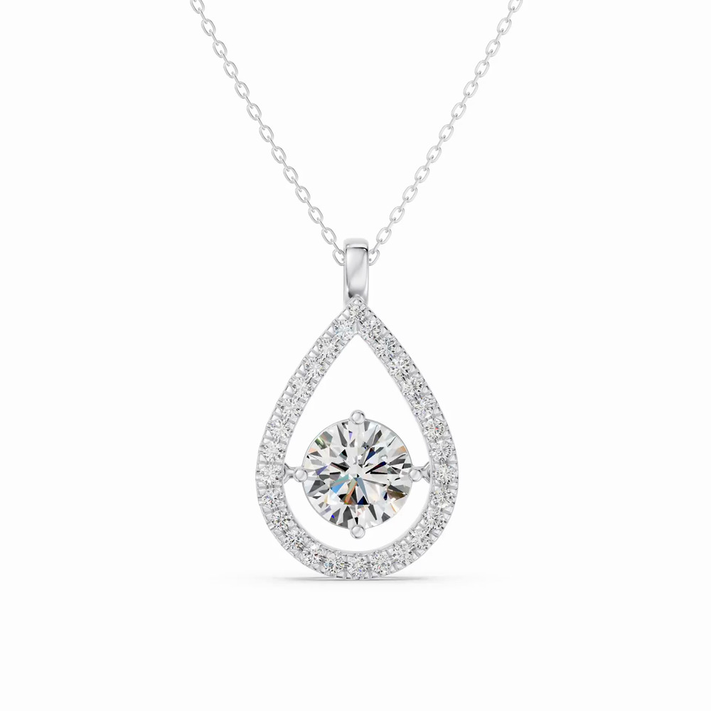 360 degree view of Evermotion Teardrop Halo Lab Diamond Pendant (2.40 ct. tw.)