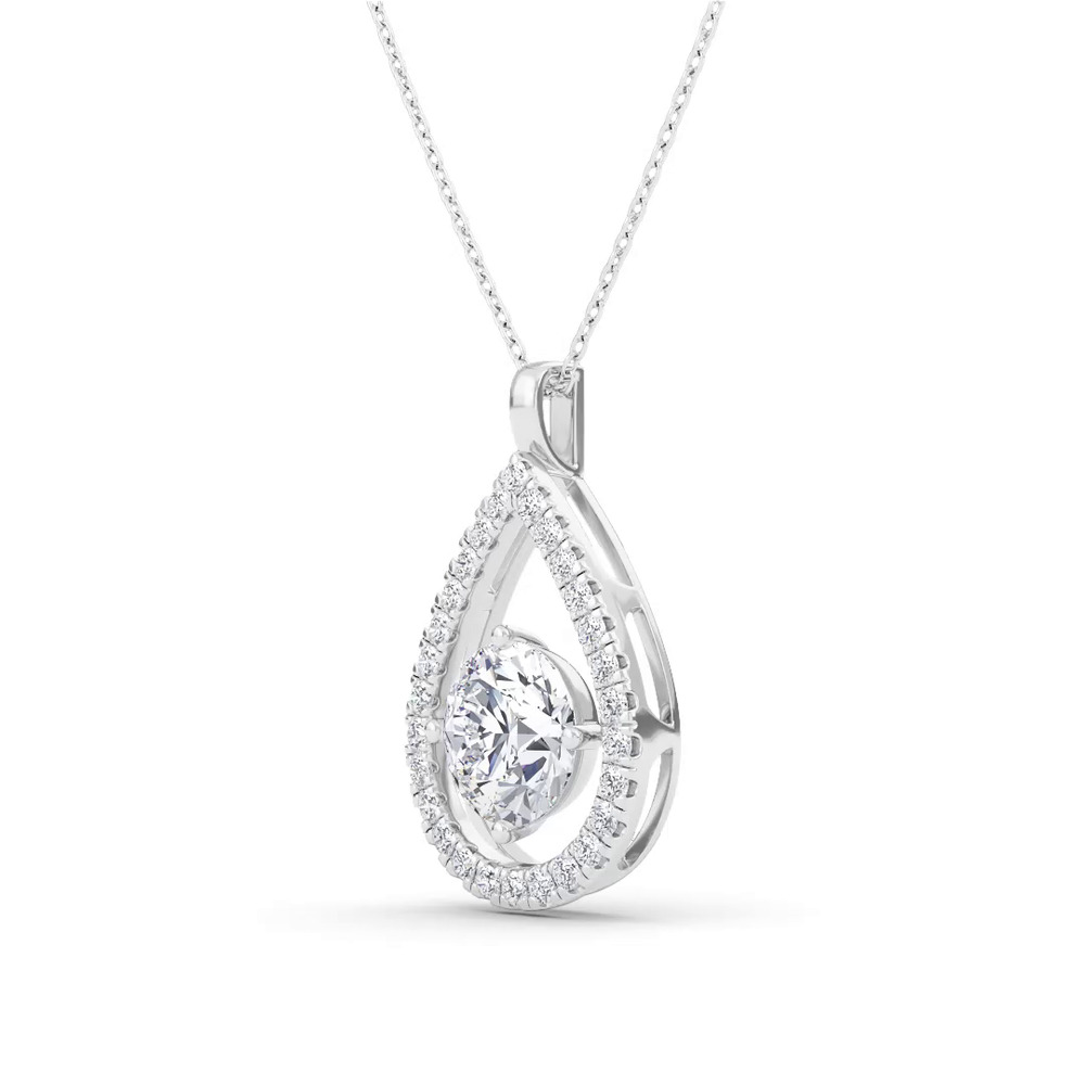 360 degree view of Evermotion Teardrop Halo Lab Diamond Pendant (2.40 ct. tw.)