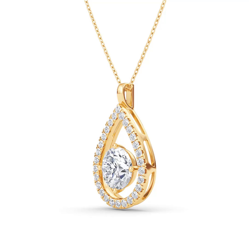 360 degree view of Evermotion Teardrop Halo Lab Diamond Pendant (2.40 ct. tw.)