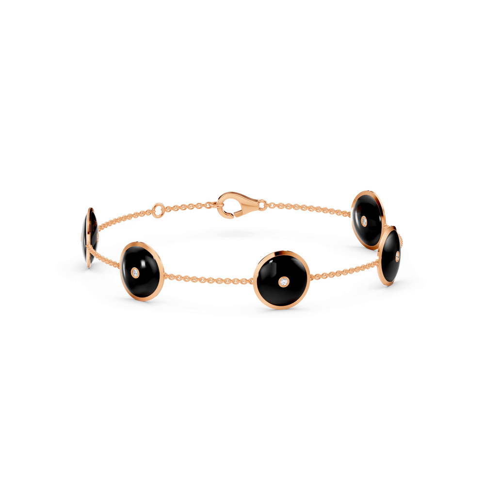 360 degree view of Black Ceramic Disc Lab Diamond Station Bracelet