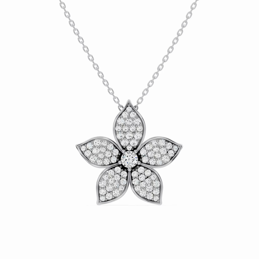 360 degree view of Fleur Pavé Lab Diamond Necklace