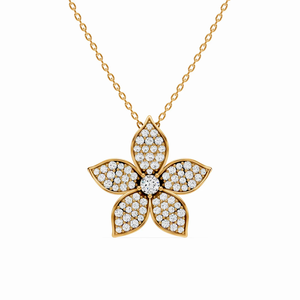 360 degree view of Fleur Pavé Lab Diamond Necklace