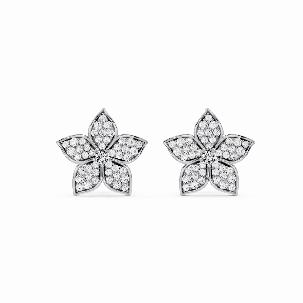 360 degree view of Fleur Pavé Lab Diamond Earrings
