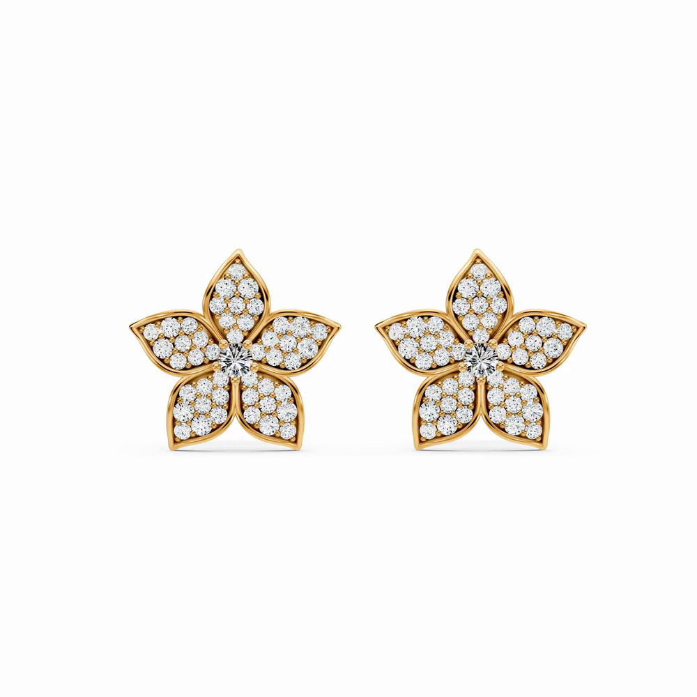 360 degree view of Fleur Pavé Lab Diamond Earrings