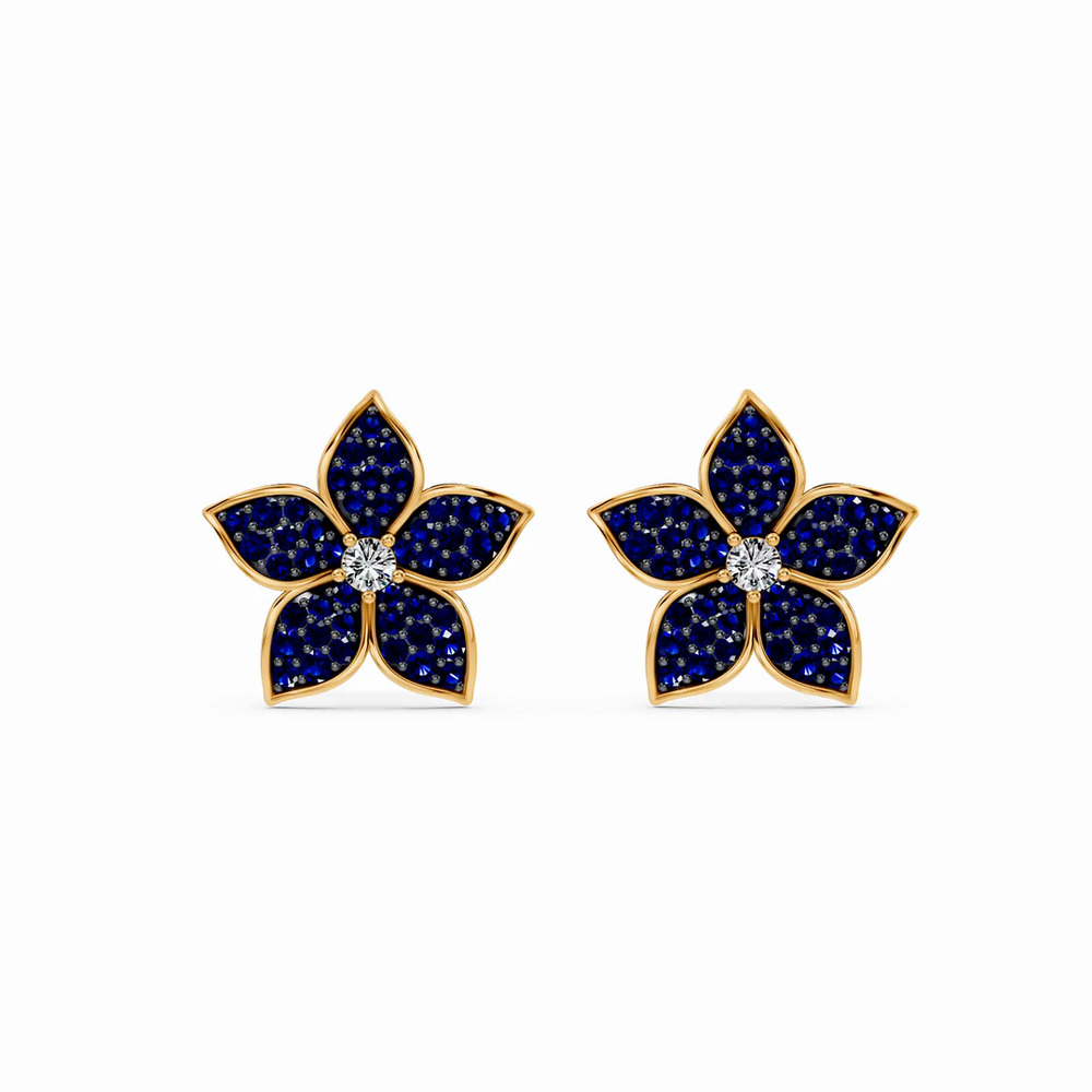360 degree view of Fleur Pavé Lab Sapphire Earrings