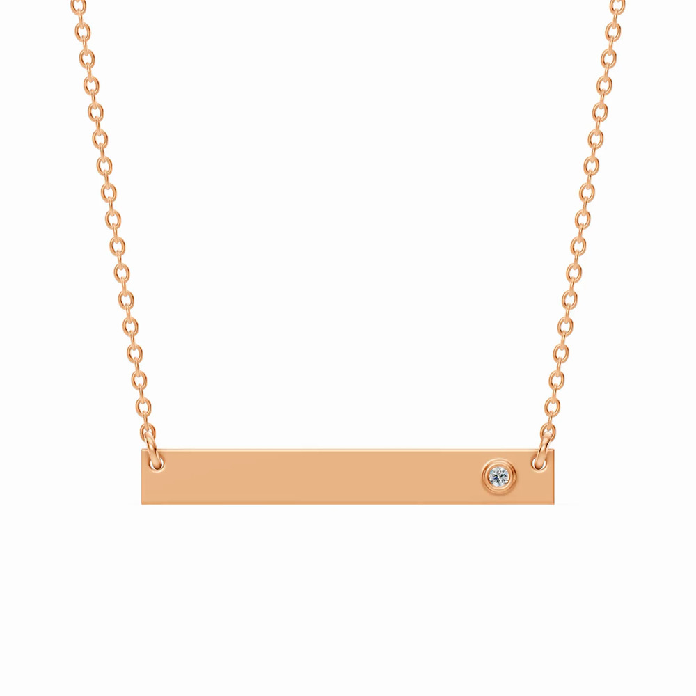 360 degree view of Engravable Bezel Diamond Bar Necklace